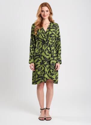 Robe mi-longue imprimé fantaisie manches longues vert JDY femme