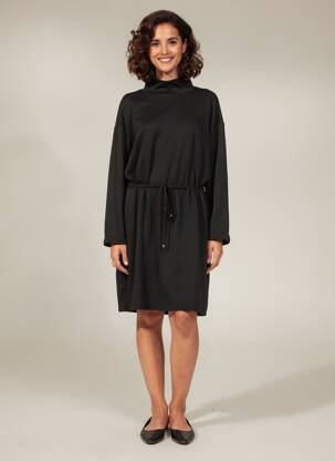 Robe mi-longue manches longues manches longues noir FRANSA femme