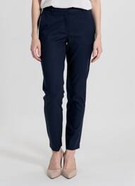 Pantalon slim tissage popeline taille normale bleu FRANSA femme