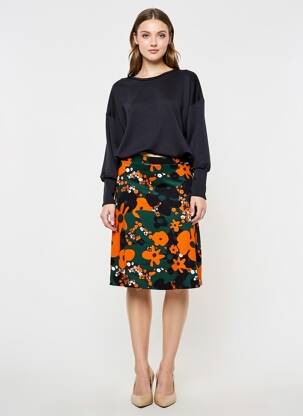 Jupe mi-longue stretch vert PRINCESSE NOMADE femme