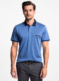 Polo stretch manches courtes bleu CAP 10 TEN homme