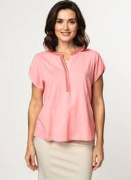 T-shirt coupe droite manches courtes rose INDI & COLD femme