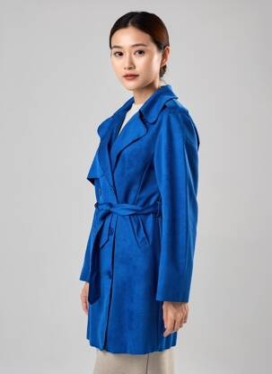 Trench coupe cintrée sans capuche bleu CHRISTY femme