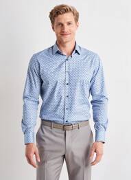 Chemise manches longues imprimé fantaisie bleu DESOTO homme