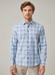 Chemise manches longues imprimé fantaisie bleu DESOTO homme