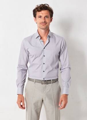 Chemise manches longues imprimé fantaisie gris DESOTO homme