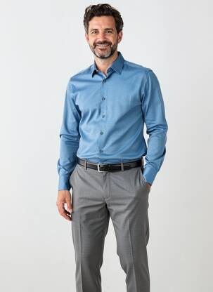 Chemise manches longues coupe cintrée bleu DESOTO homme