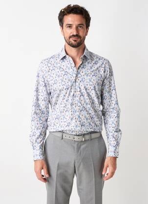 Chemise manches longues imprimé fleurs bleu DESOTO homme