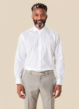 Chemise manches longues tissage popeline blanc STRELLSON homme