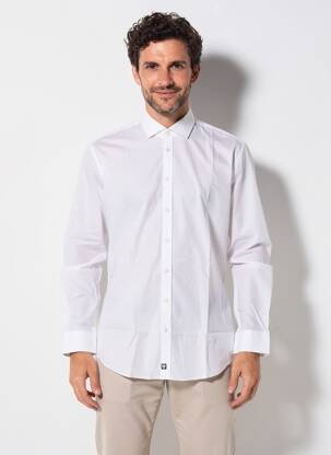 Chemise manches longues tissage popeline blanc STRELLSON homme