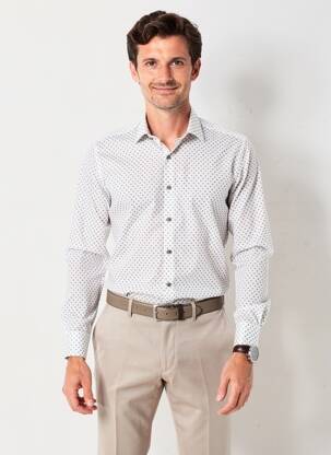 Chemise manches longues imprimé fantaisie blanc DESOTO homme