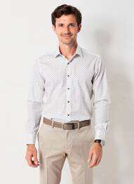 Chemise manches longues imprimé fantaisie blanc DESOTO homme