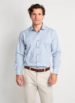 Chemise manches longues imprimé fantaisie bleu DESOTO homme