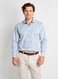 Chemise manches longues imprimé fantaisie bleu DESOTO homme