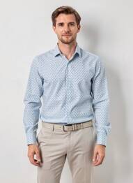 Chemise manches longues imprimé fantaisie bleu DESOTO homme