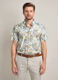 Chemise manches courtes imprimé fantaisie vert DESOTO homme