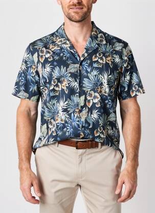 Chemise manches courtes imprimé fantaisie bleu DESOTO homme