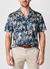 Chemise manches courtes imprimé fantaisie bleu DESOTO homme