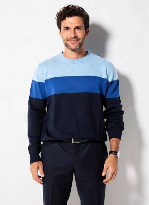 Pull maille souple et aérée manches longues bleu ESTHEME homme