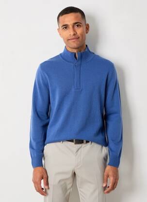 Pull tissage chiné manches longues bleu ESTHEME homme