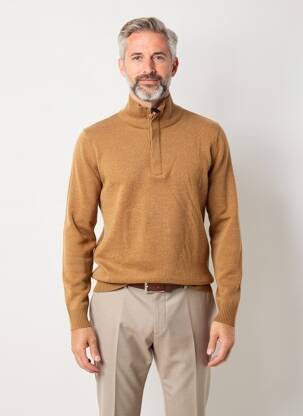 Pull tissage chiné manches longues marron ESTHEME homme