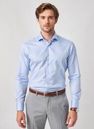Chemise manches longues imprimé fantaisie bleu ETERNA homme
