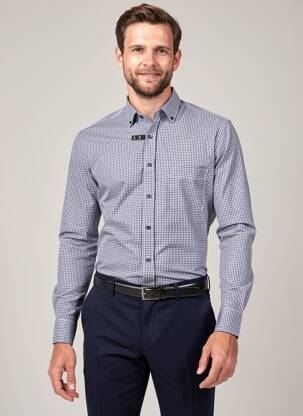 Chemise manches longues poches bleu ETERNA homme