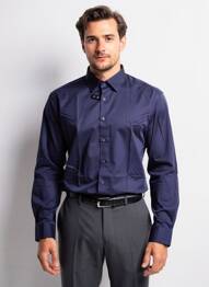 Chemise manches longues coupe droite bleu ETERNA homme