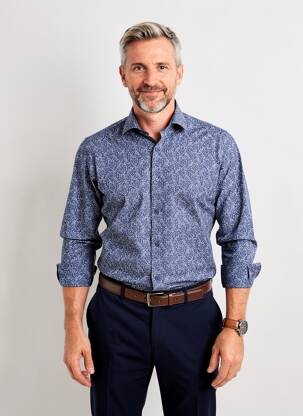 Chemise manches longues imprimé fantaisie bleu STRELLSON homme