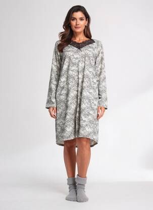 Chemise de nuit col v noir ANTIGEL femme