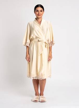 Déshabillé manches 3/4 beige LOUISA BRACQ femme
