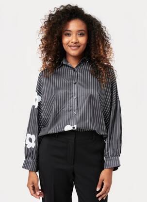Chemisier coupe droite manches longues noir NESLAY femme