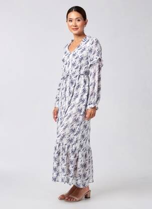 Robe longue manches longues manches longues blanc C'EST BEAU LA VIE femme