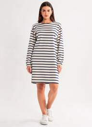 Robe courte manches longues manches longues bleu ICHI femme