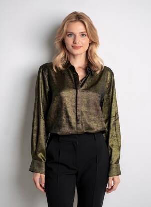 Chemisier coupe droite manches longues or YA YA FASHION femme