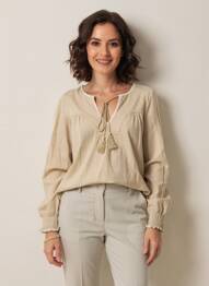 Blouse manches longues manches longues beige RUE MAZARINE femme