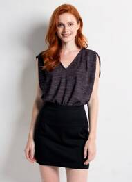 Top col v sans manche noir ARTLOVE femme