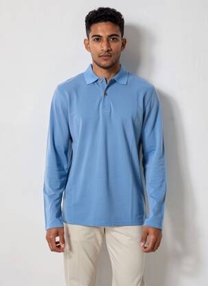 Polo manches longues manches longues bleu WHITE STUFF homme