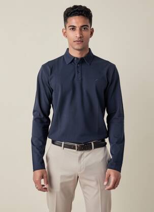 Polo manches longues manches longues bleu MUSTANG homme