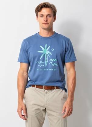 T-shirt coupe cintrée manches courtes bleu POU NOU homme