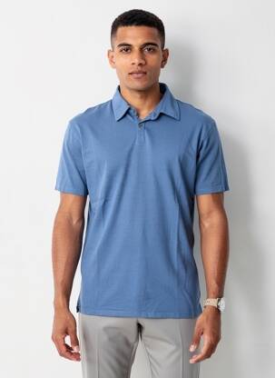 Polo tissage jersey manches courtes bleu POU NOU homme