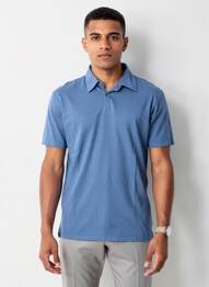 Polo tissage jersey manches courtes bleu POU NOU homme