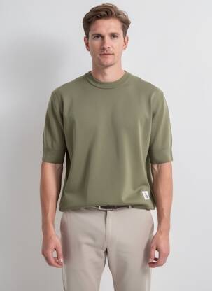 Pull stretch manches courtes vert MATINIQUE homme