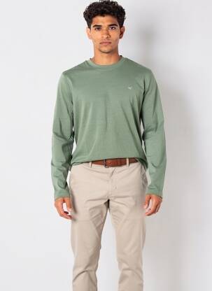T-shirt broderie manches longues vert MUSTANG homme