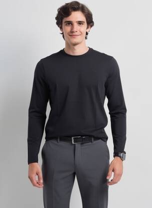 T-shirt broderie manches longues noir MUSTANG homme