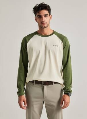 T-shirt stretch manches longues beige MUSTANG homme