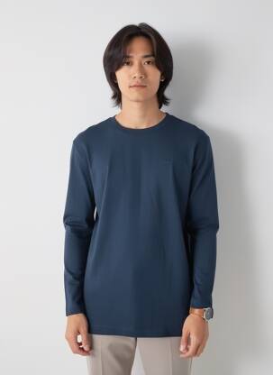 T-shirt broderie manches longues bleu MUSTANG homme