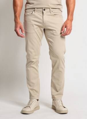 Pantalon slim tissage popeline taille normale beige TELERIA ZED homme