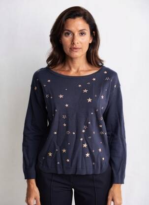 Pull coupe cintrée manches longues bleu GRAIN DE MALICE femme