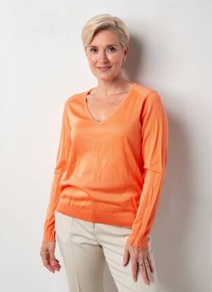 Pull coupe cintrée manches longues orange PHILDAR femme